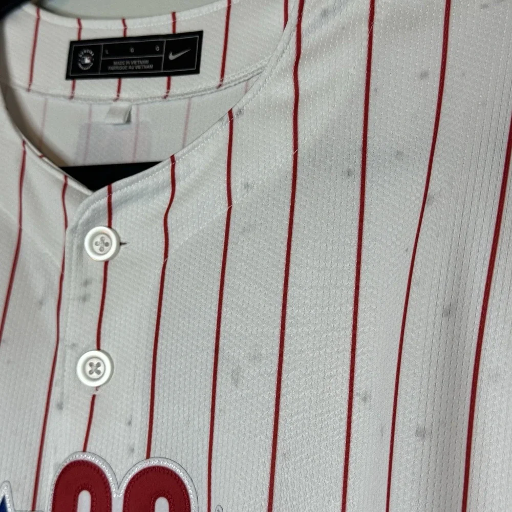 JT Realmuto White Phillies Men's Stitched Jersey Large -Issues